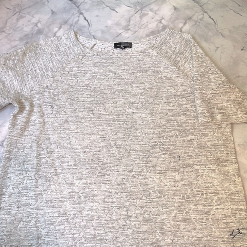 The Limited Grey and White Lace Top S